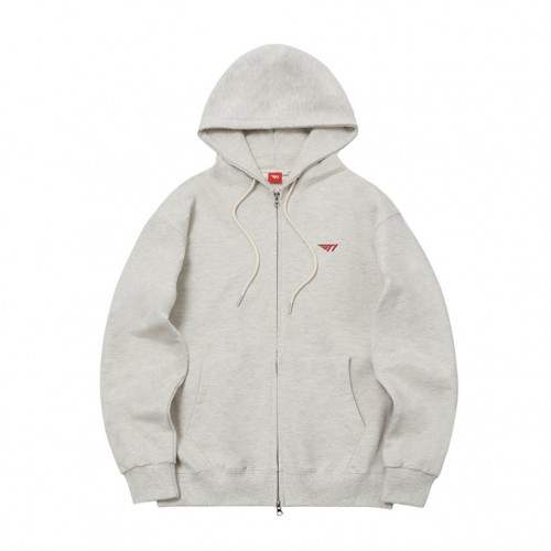T1 Logo Zip-Up Hoodie - Oatmeal